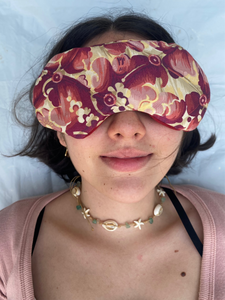 Pack Dulces Sueños: Almohadilla Dorso Lumbar + Antifaz  (flores rosadas)